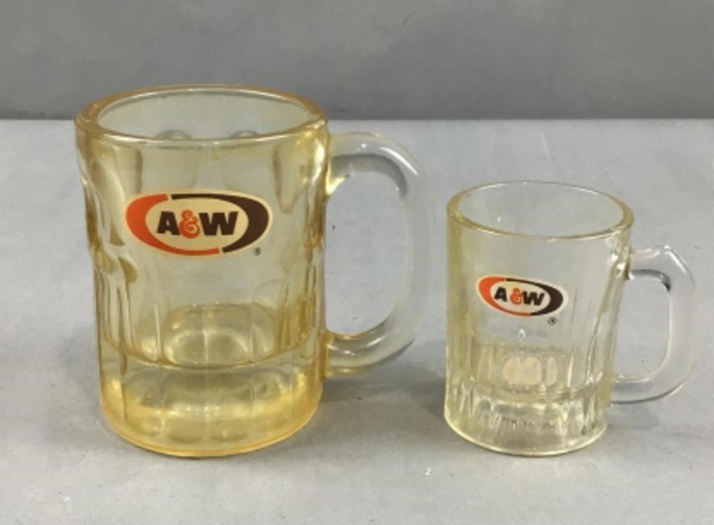 2 antique A and W mugs