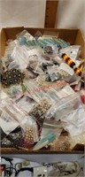 Flat of mixed bagged beads all kinds metal stone