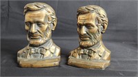 2 Vintage Abraham Lincoln Copper Cast Book Ends