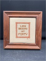 1984 needlepoint Life begins at 40