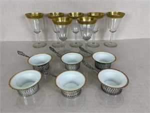 Sterling & China Limoges Dessert Cups & Stemware