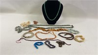 Vintage Jade Beaded Necklace & Stone Bead Strands