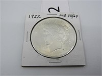 1922 Silver Peace Dollar  ***Tax Exempt***
