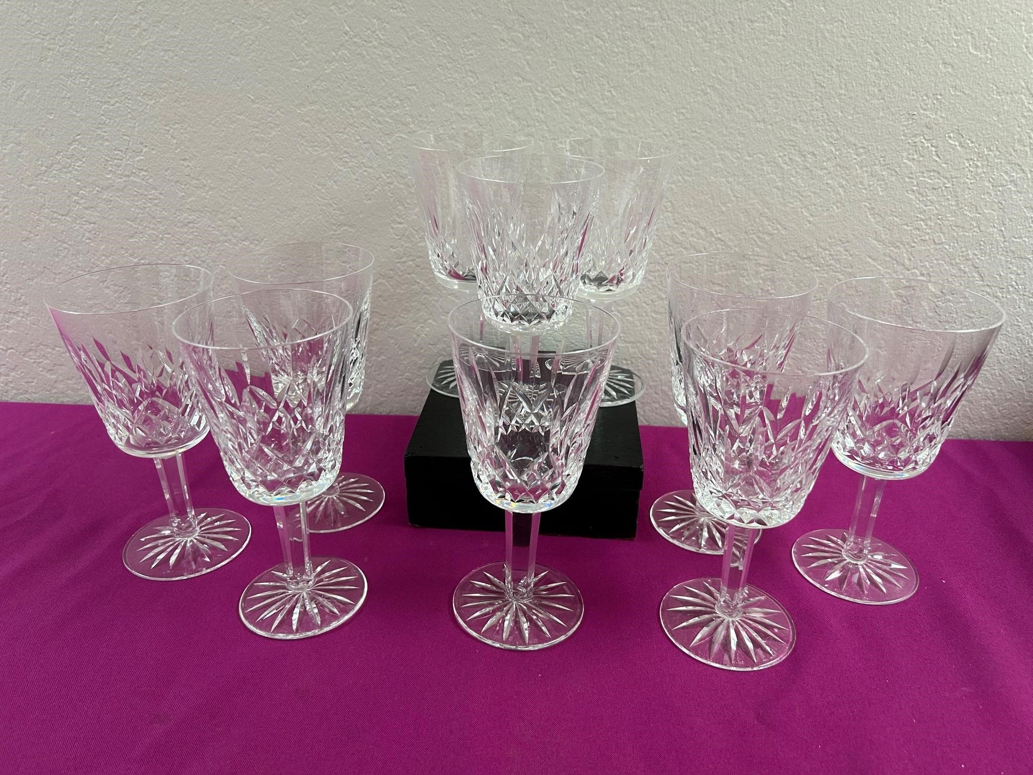 10 ‘Lismore’ by Waterford Crystal Water Goblets