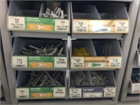 6 DRAWERS OF ASSORTED HARDWARE IN METAL CABINET