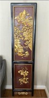 Hand Painted Wood Relief Chinoiserie Wall Panel