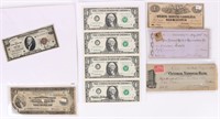 U.S.A. VINTAGE NOTES AND CHECKS - LOT OF 5