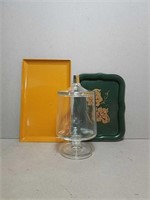 Vintage Trays and Glass Jar.