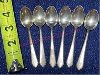 6 Old Sterling Silver demi spoons 2.13-ozt "D"