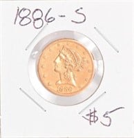 1886-S Liberty $5 Gold Coin