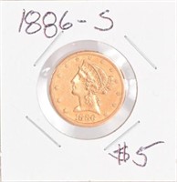 1886-S Liberty $5 Gold Coin