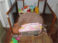dog beds, toys, gate, etc