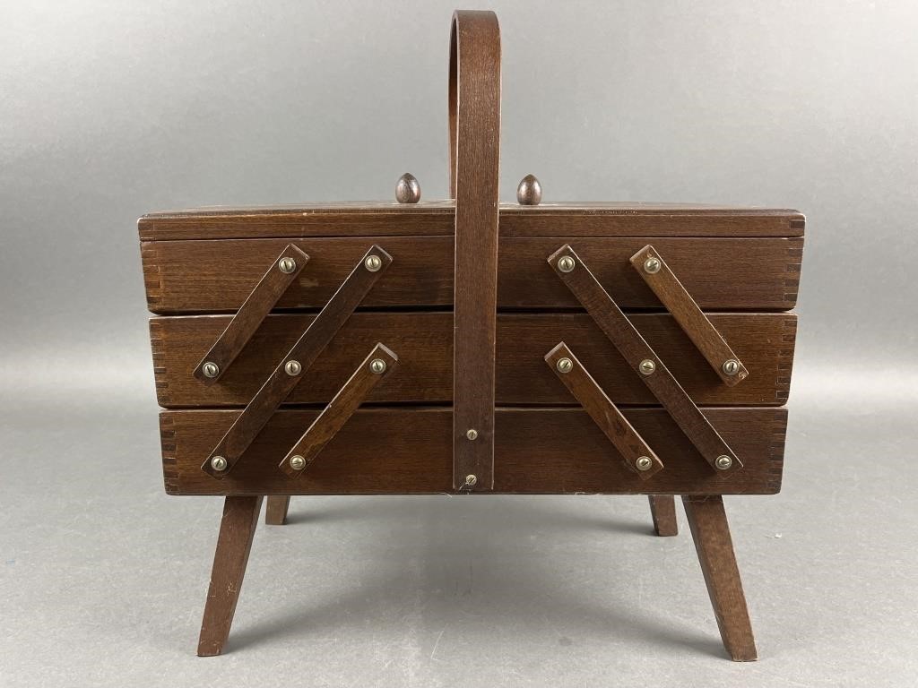 Accordion Sewing Box with Contents