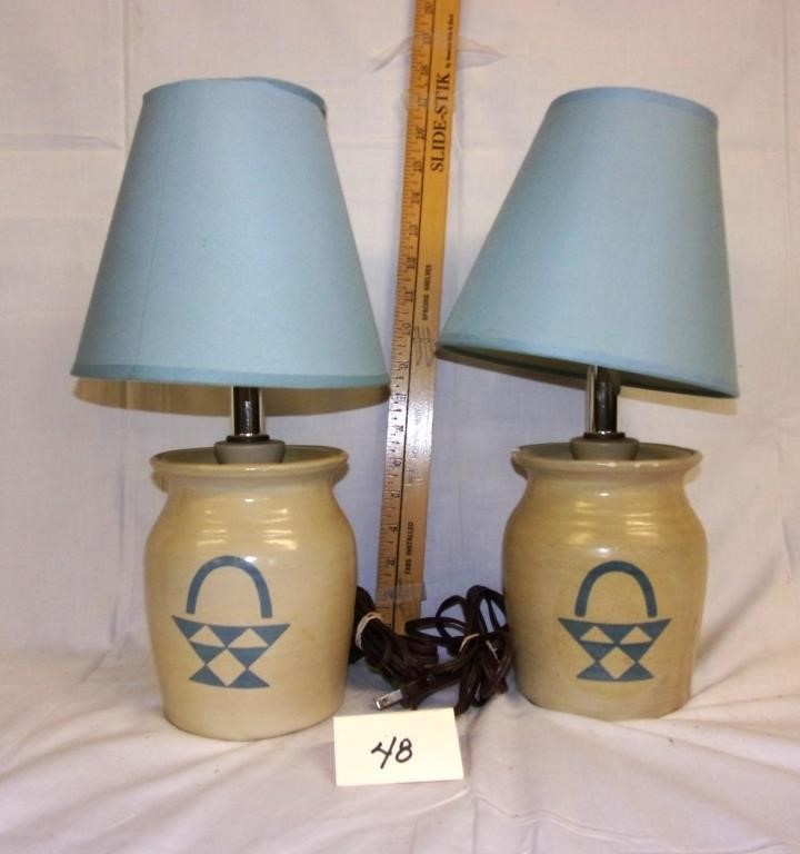 2 crock base bedroom lamps