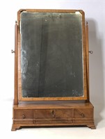 Shaving case, mahogany, shaped top mirror,
