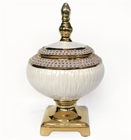 White Porcelain Cask with Embedded Jewels