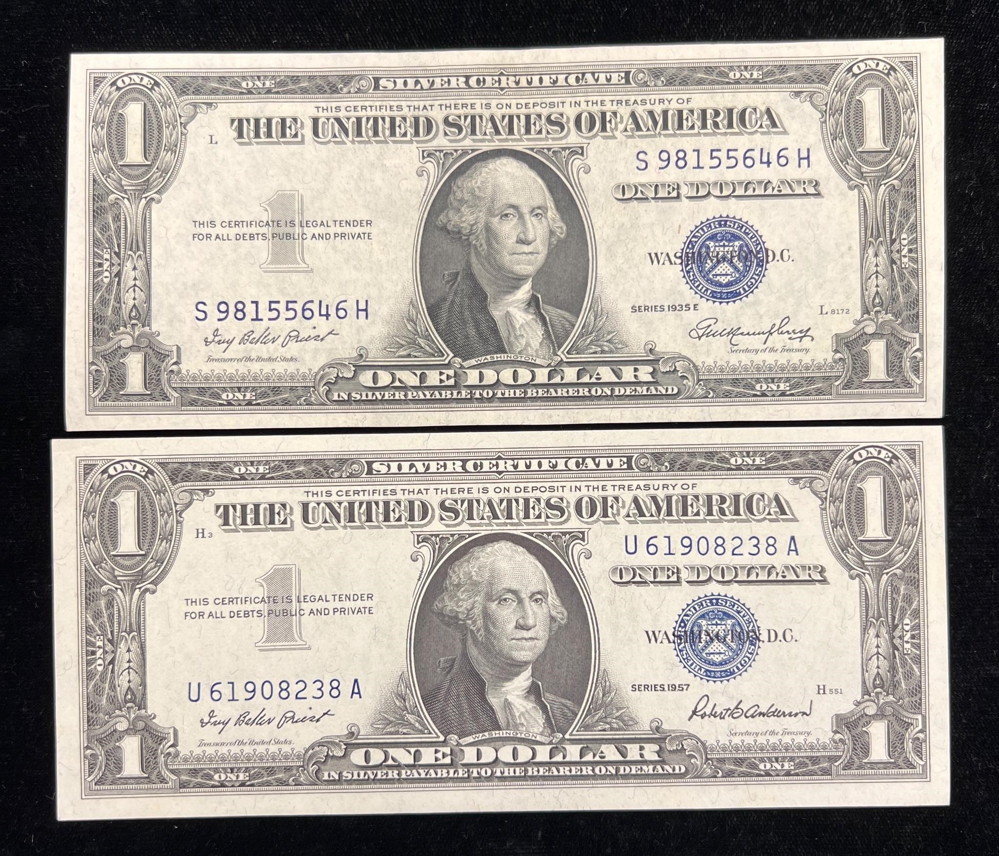 1935 E & 1957 $1 Silver Certificates