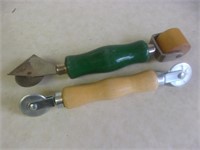 Vtg Wood Handled Wall Paper Tool & Rolling Tool