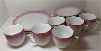 Early 1900's pink and gold trimmed china dishes