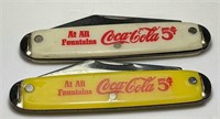 Vintage yellow and white Coca-Cola pocket knife