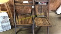 Pair of old wood folding chairs