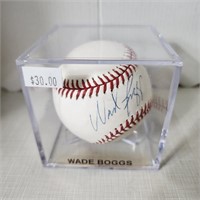 Signed Baseball in Case - Wade Boggs