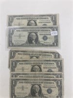 1957B $1 Silver Certificates-6 Notes
