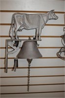 Wall Mounted Iron Belle w/ Dairy Cow Motif