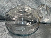 (E) Vintage 6 Cup PYREX FLAMEWARE Glass TEAPOT