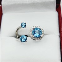 Sterling Silver Natural Blue Topaz (1.92ct) With .