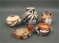 Lot of 5 Acoma Pueblo Pottery Miniature Items