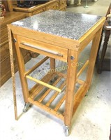 BAMBOO ROLLING KITCHEN ISLAND WITH GRANITE TOP