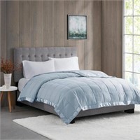 Blue Twin Quilted Blanket  Satin Trim