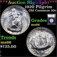 *Highlight* 1920 Pilgrim Old Commem 50c Graded GEM