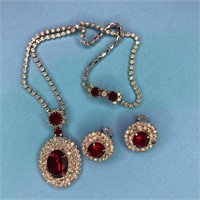 VINTAGE RHINESTONE NECKLACE AND EARRINGS