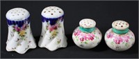4 Pc Antique Porcelain Salt & Pepper Shakers
