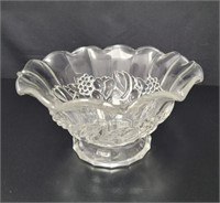 Vtg Pressed Glass Fruits Bowl