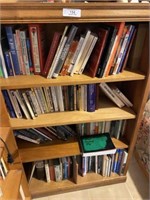 Wood Bookcase & Asst Books