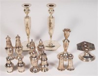 Lot of Weighted Sterling Salts and Candlesticks.