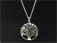 Sterling Silver necklace with tree pendant - 17