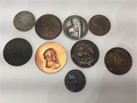 Lot of foreign coins and medals - incl. English