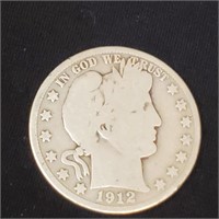 1912d Barber Silver Half Dollar 90% Silver