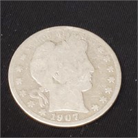 1907 Barber Silver Half Dollar 90% Silver