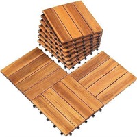 Wood Interlocking Flooring Tiles 10 Pack , 12x12"