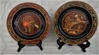 2-EGYPTIAN MOTIF WOOD INLAY PLATES