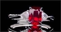 1.04ct Natural Pigeon Blood Ruby Ring, 18k gold