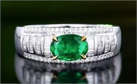 0.75ct Natural Emerald Ring, 18k gold