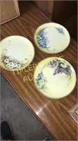 3 hand painted Limoges plates