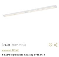 8' LED 4-Lamp Strip Light Fixture-White