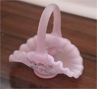 Fenton pink frosted basket